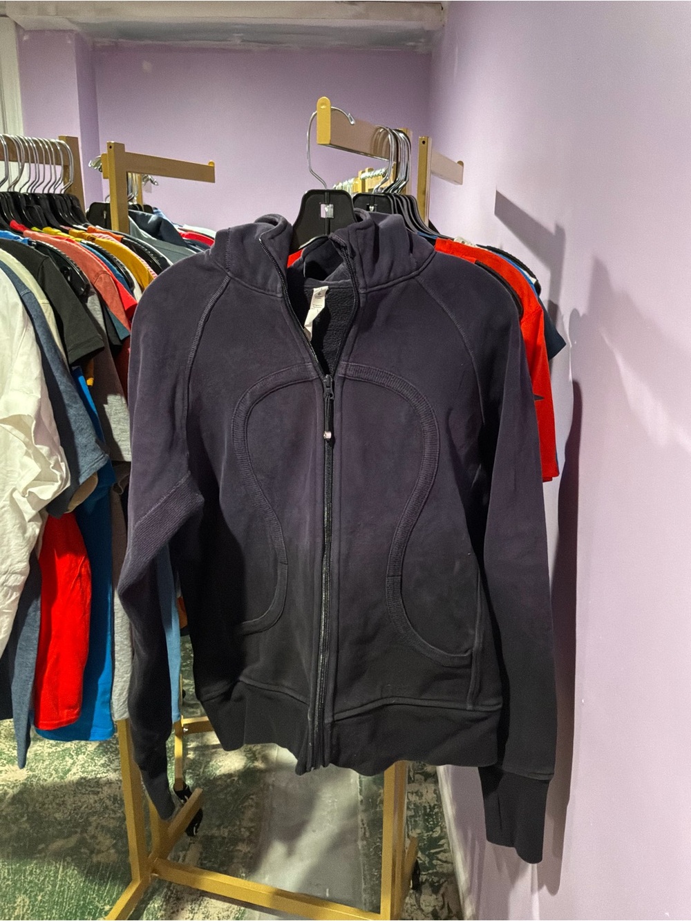lululemon athletica Black Zip-Up Hooded Bomber Jacket